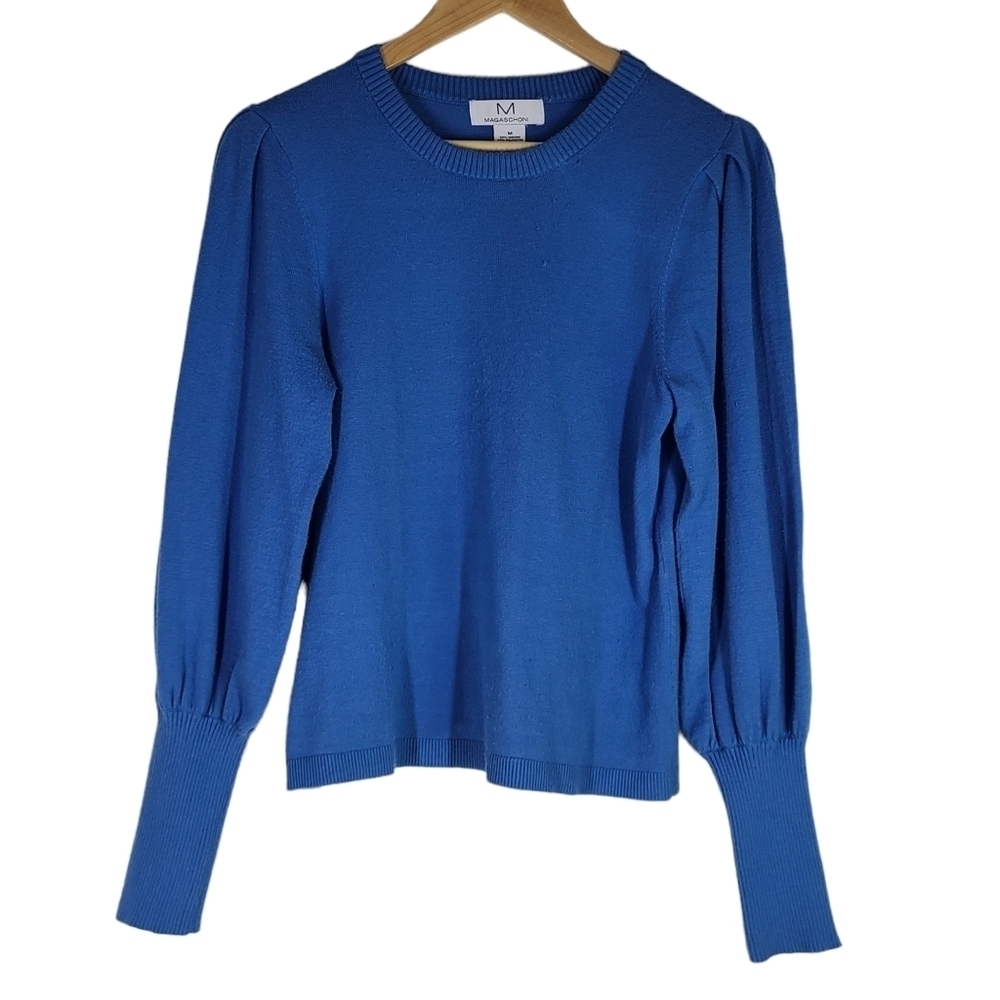Magaschoni Blue Balloon‎ Sleeve Viscose Sweater Medium